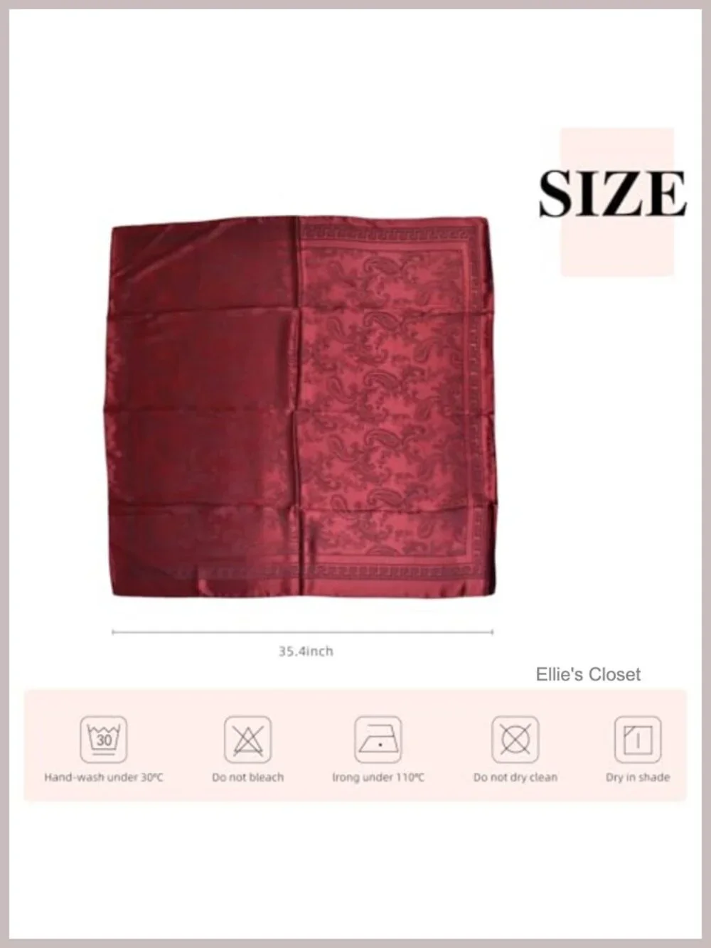 Silk Like Square Head Scarf for Women, 35x35 Inch, Polyester, Neck Scarf, Hair